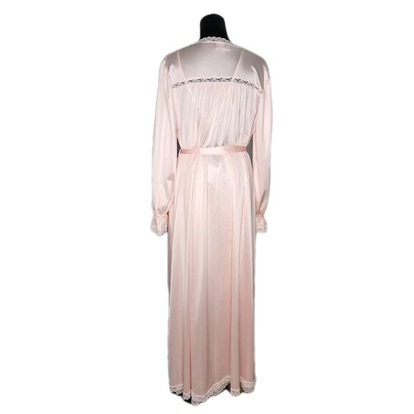 Vintage Cest Vous By Verena Pink Long Nylon Robe & Gown 2pc Set Euc - Picture 3 of 9
